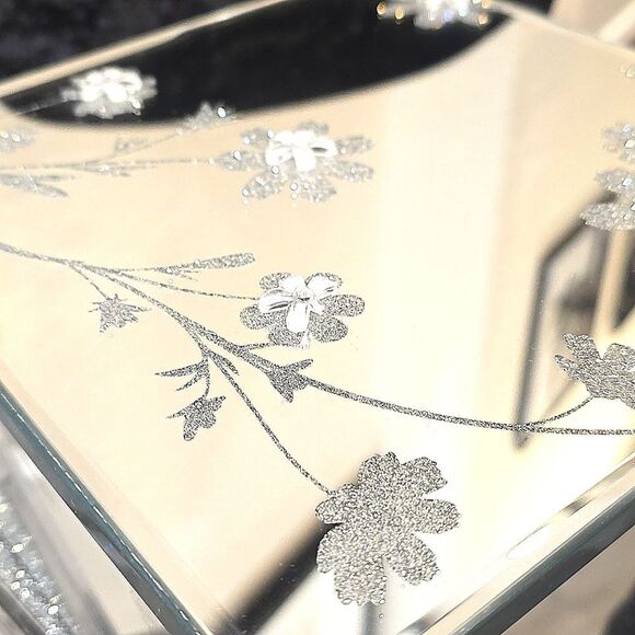 Heaton & Parke 3D Floral Embellished Mirrored Jewelry Box - Picture 6 of 8